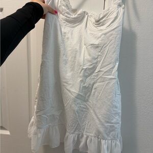 White Fox Boutique White Mini Dress with Ruffle Hem